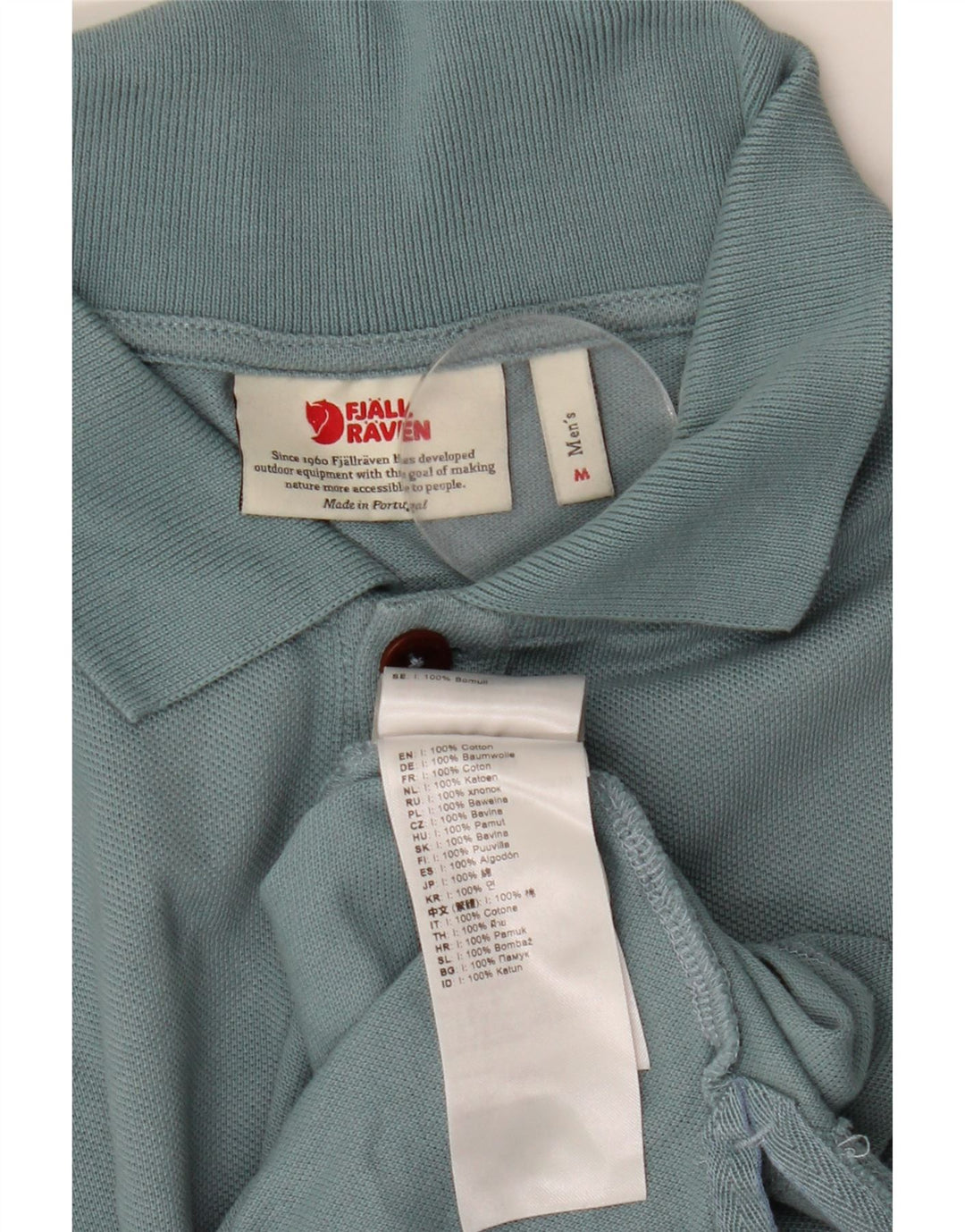 Camisa polo masculina Fjall Raven algodão azul médio