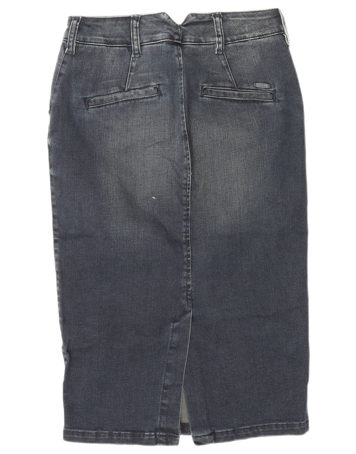 Saia jeans feminina Sisley W26 pequena algodão azul marinho
