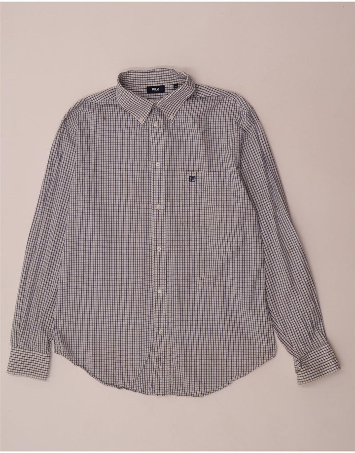 Camisa masculina Fila de algodão xadrez azul médio