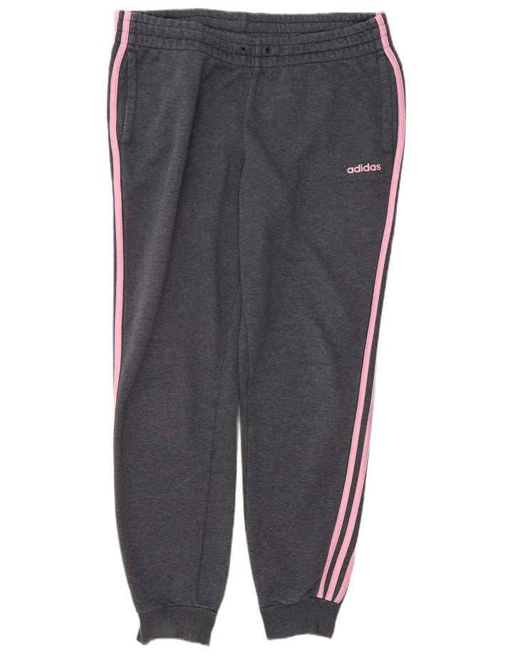 ADIDAS Calças de treino femininas Joggers UK 16/18 Grande Cinza Flecked
