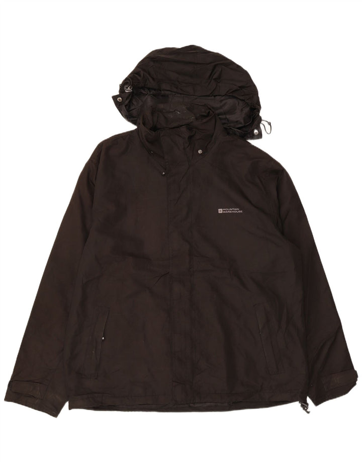 MOUNTAIN WAREHOUSE Mens Hooded Windbreaker Jacket UK 40 Large Black