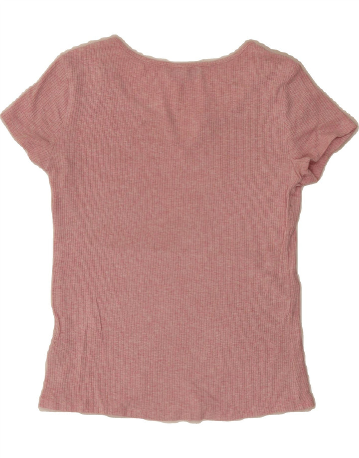 MARKS & SPENCER Womens T-Shirt Top UK 12 Medium Pink Viscose Vintage Marks & Spencer and Second-Hand Marks & Spencer from Messina Hembry 