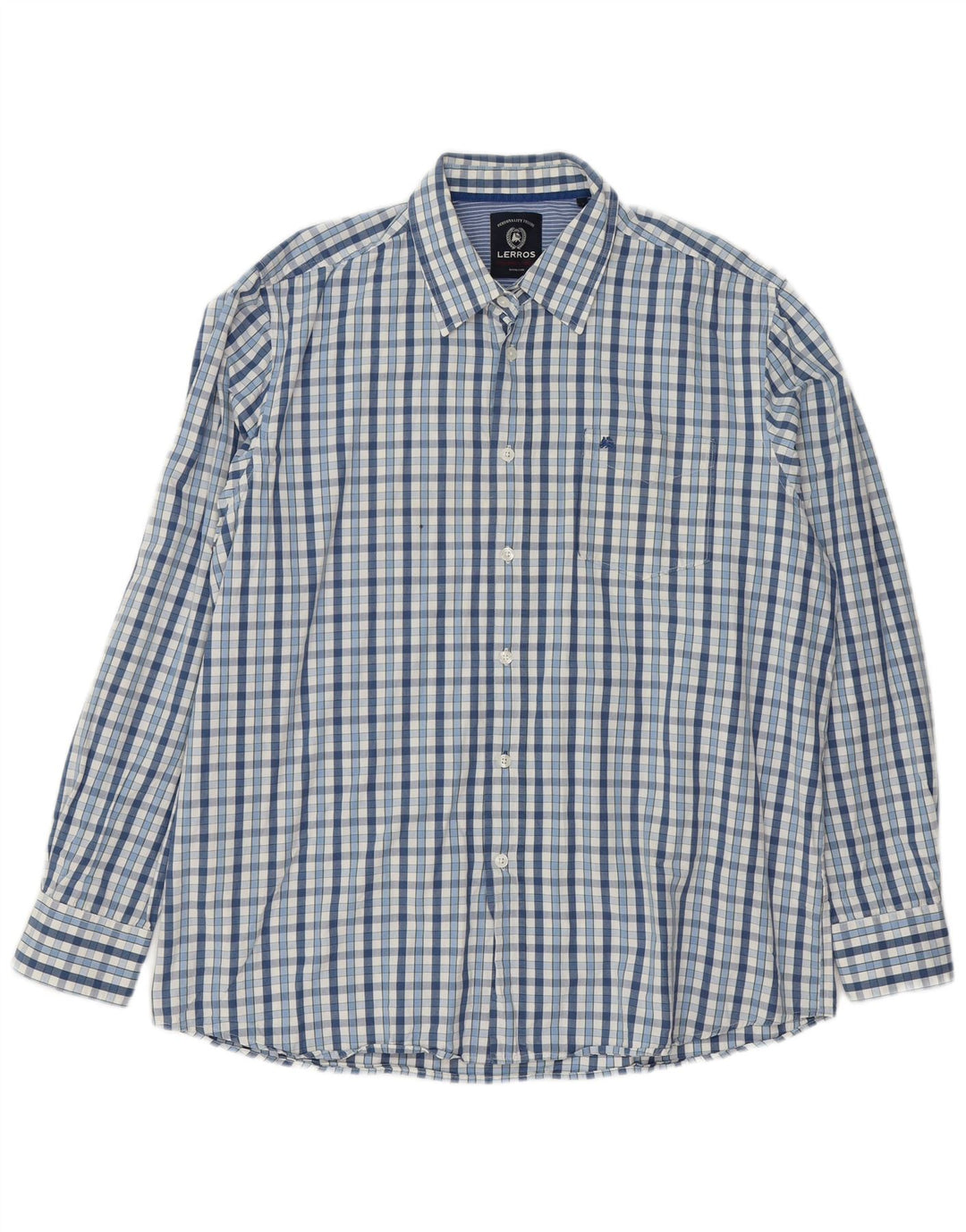Camisa masculina LERROS XL azul xadrez algodão