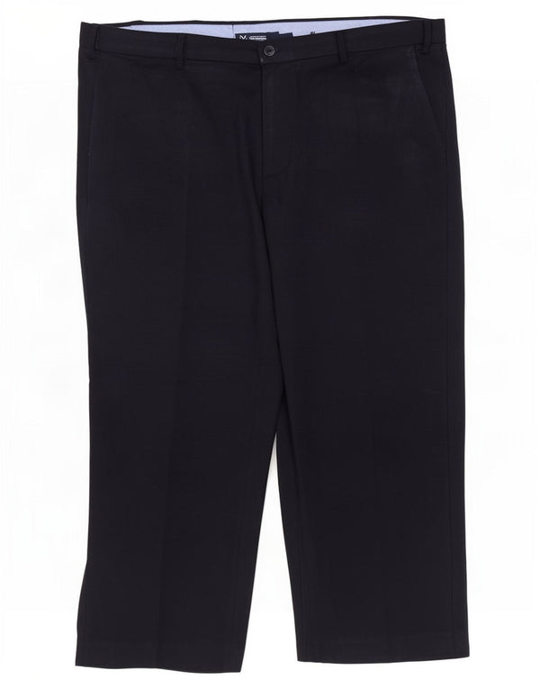 Calça cortada regular masculina Marks & Spencer W44 L26 poliéster azul marinho
