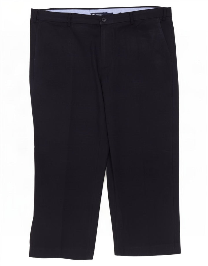Calça cortada regular masculina Marks & Spencer W44 L26 poliéster azul marinho