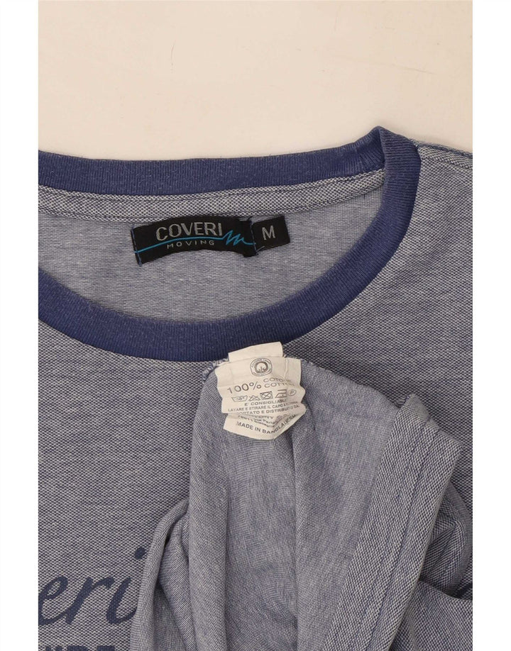 Camiseta masculina gráfica Coveri Top médio algodão azul
