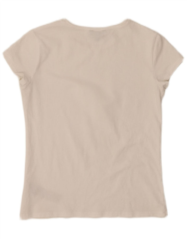 Camiseta feminina MASSIMO DUTTI UK 8 pequena algodão branco