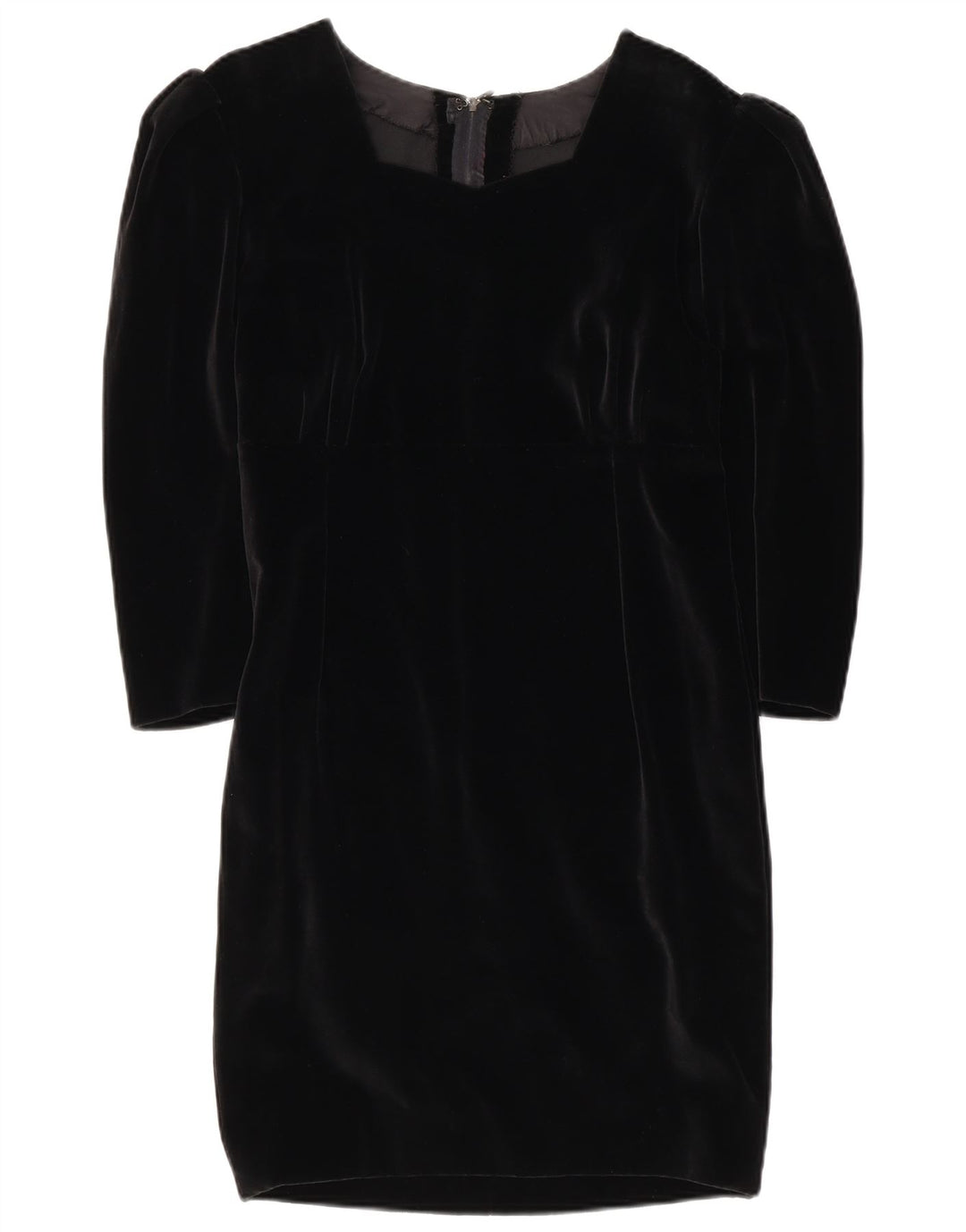 Vestido feminino vintage manga 3/4 com bainha UK 10 pequeno preto