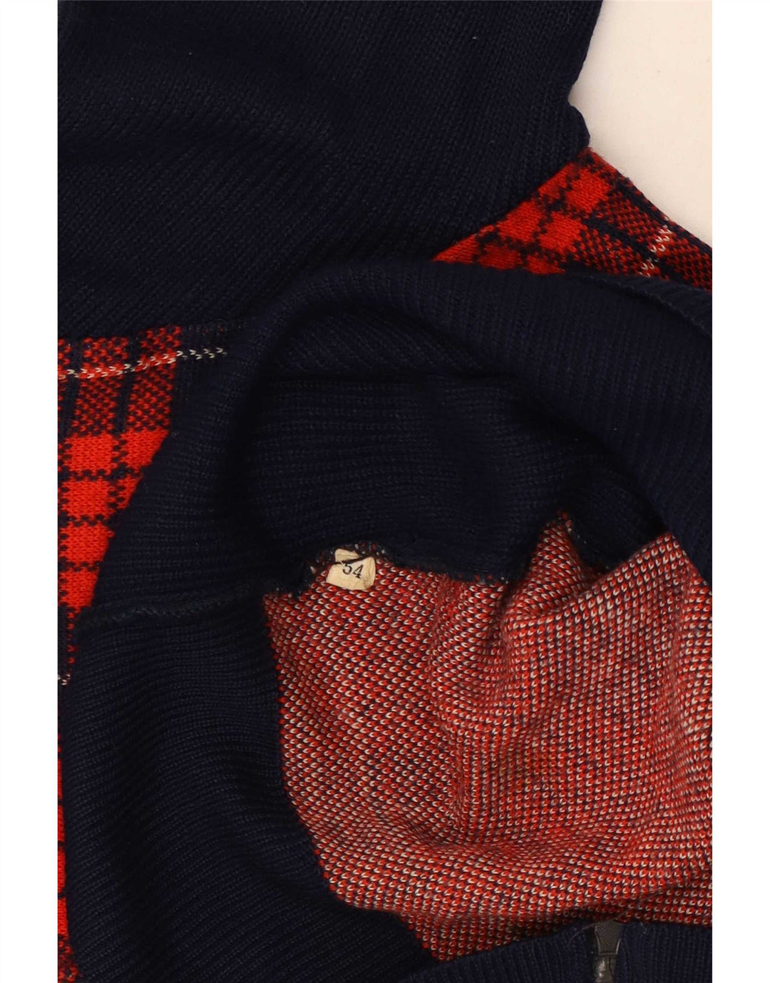 Suéter Cardigan Masculino Vintage IT 54 XL Azul Marinho Xadrez