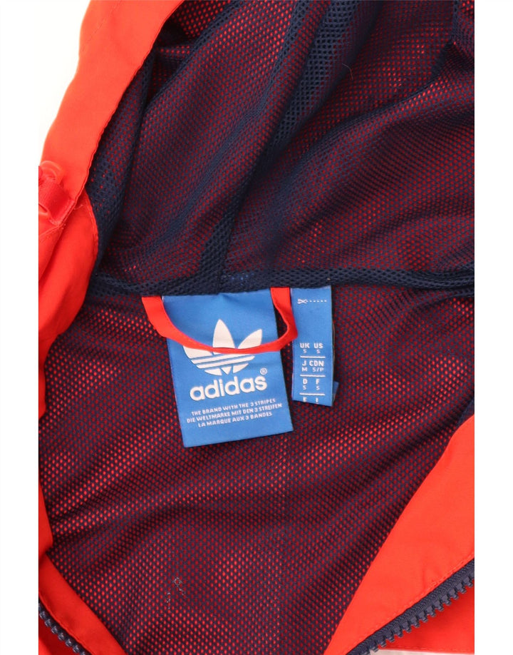 ADIDAS Mens Hooded Rain Jacket UK 36 Pequeno Vermelho Colourblock Poliéster