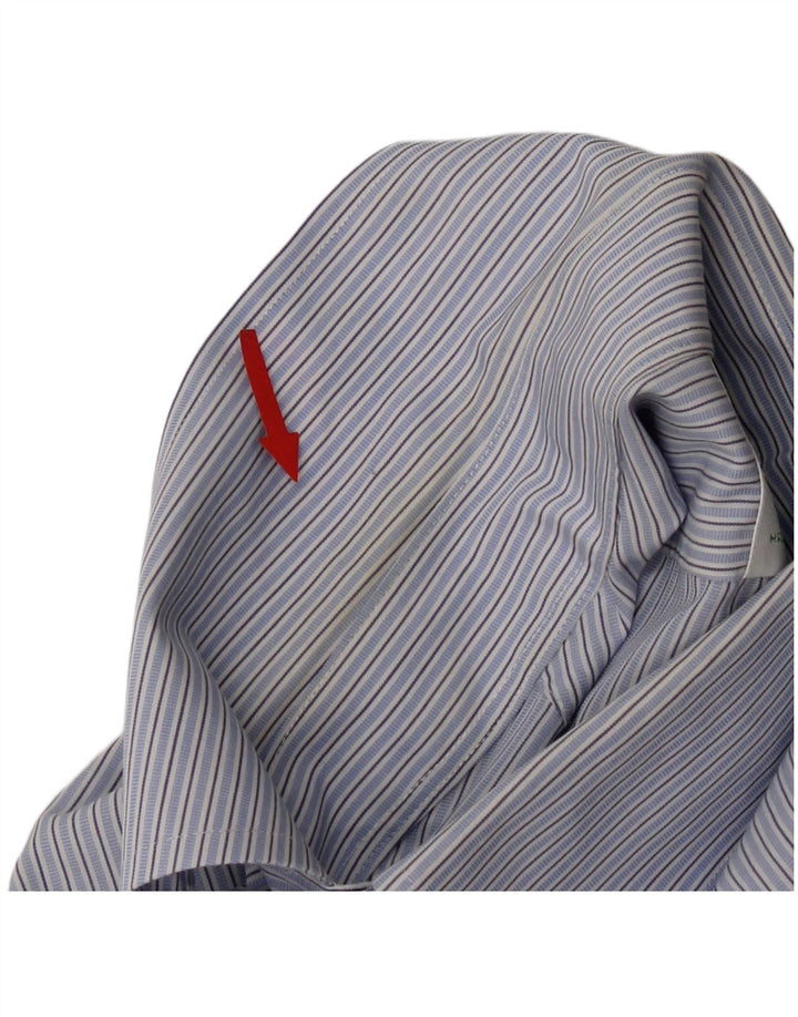 Camisa masculina Brooks Brothers 346 tamanho 15 algodão listrado azul médio
