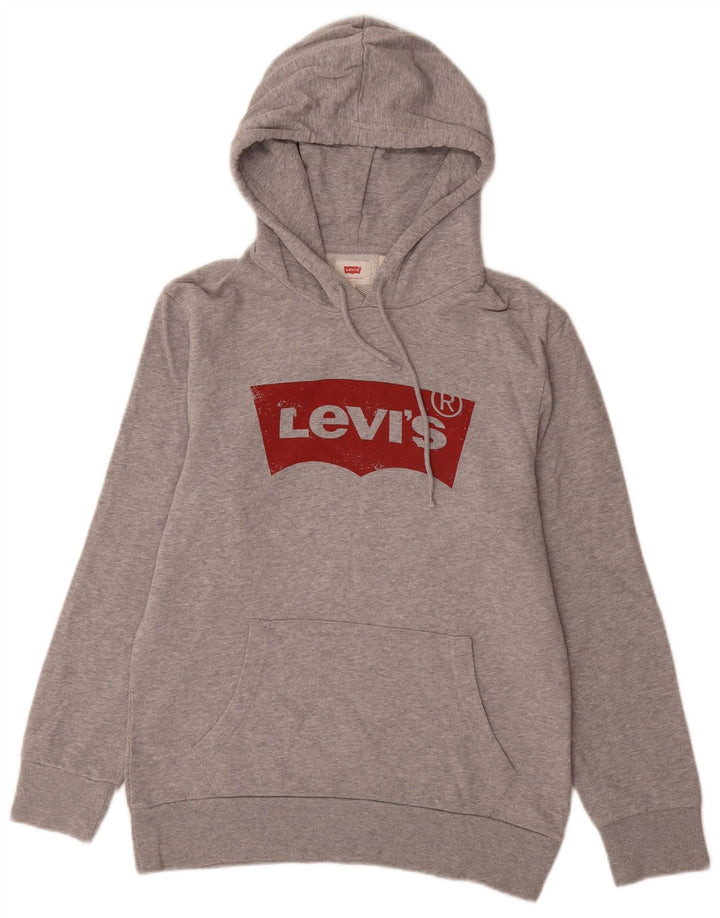 Suéter com capuz gráfico masculino LEVI'S pequeno algodão cinza