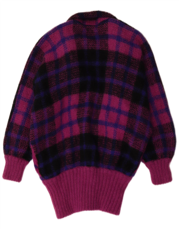 I.B Diffusion Womens Longline Cardigan Sweater UK 10 Small Purple Check