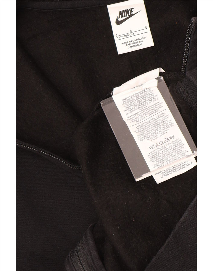 Suéter NIKE Boys Zip com capuz 12-13 anos grande algodão preto