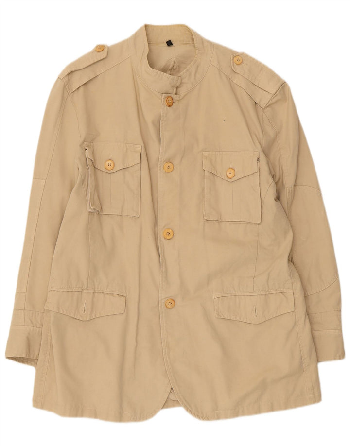 Jaqueta militar masculina Zara UK 44 2XL algodão bege