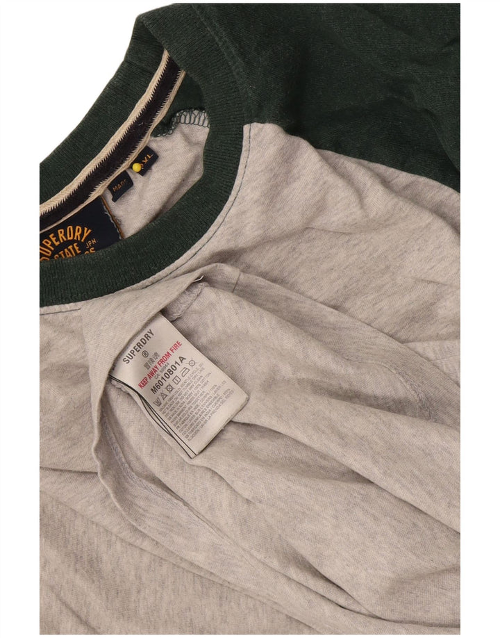 Top masculino Superdry manga comprida 2XL algodão colorblock cinza
