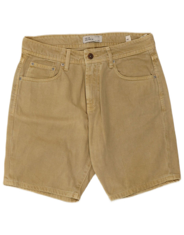 Zara Mens Denim Shorts EU 40 Médio W31 Algodão Bege