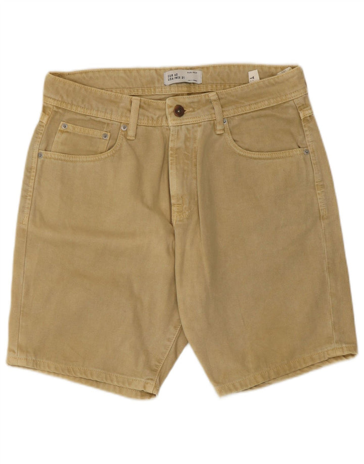 Zara Mens Denim Shorts EU 40 Médio W31 Algodão Bege