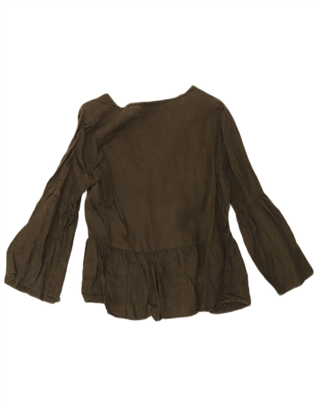 Blusa camisa feminina Zara UK 10 pequena linho verde