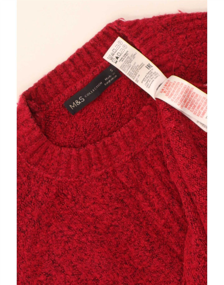 Suéter feminino Marks & Spencer com gola redonda grande, Reino Unido 10 pequeno vermelho