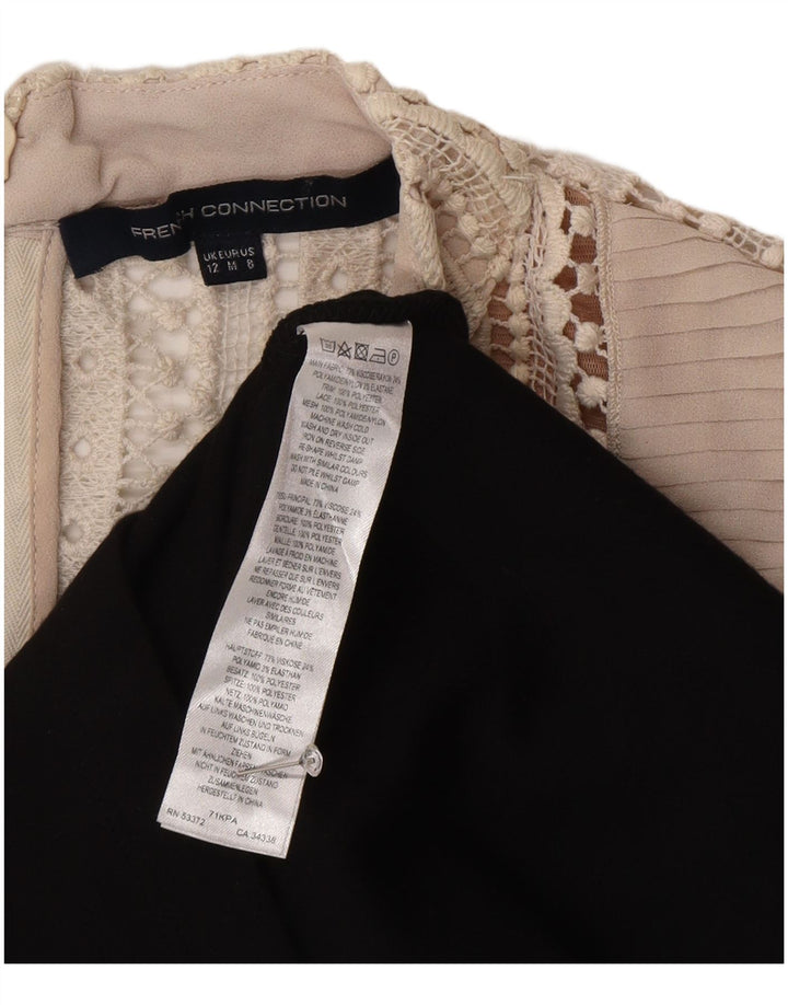 Vestido feminino French Connection em linha A UK 12 bloco colorido preto médio