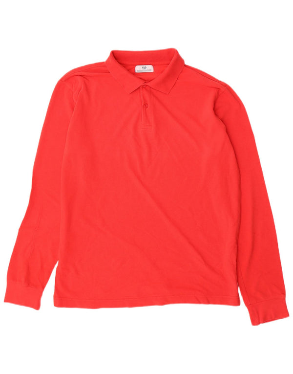 SERGIO TACCHINI Camisa polo masculina de manga comprida XL algodão vermelho