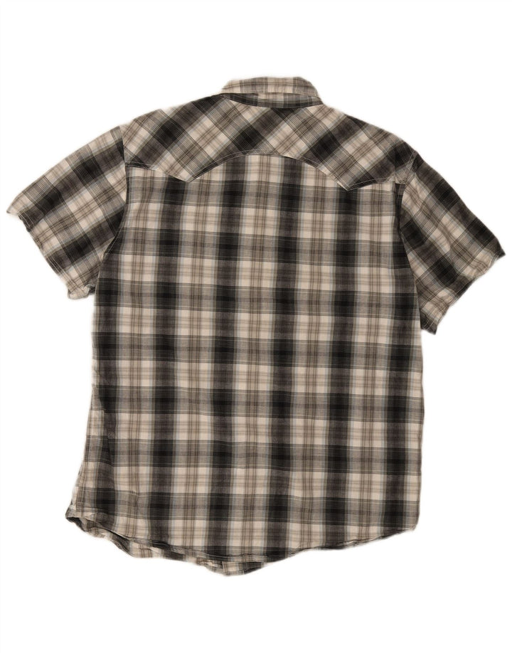 Camisa masculina moderna de manga curta Levi's grande algodão xadrez cinza
