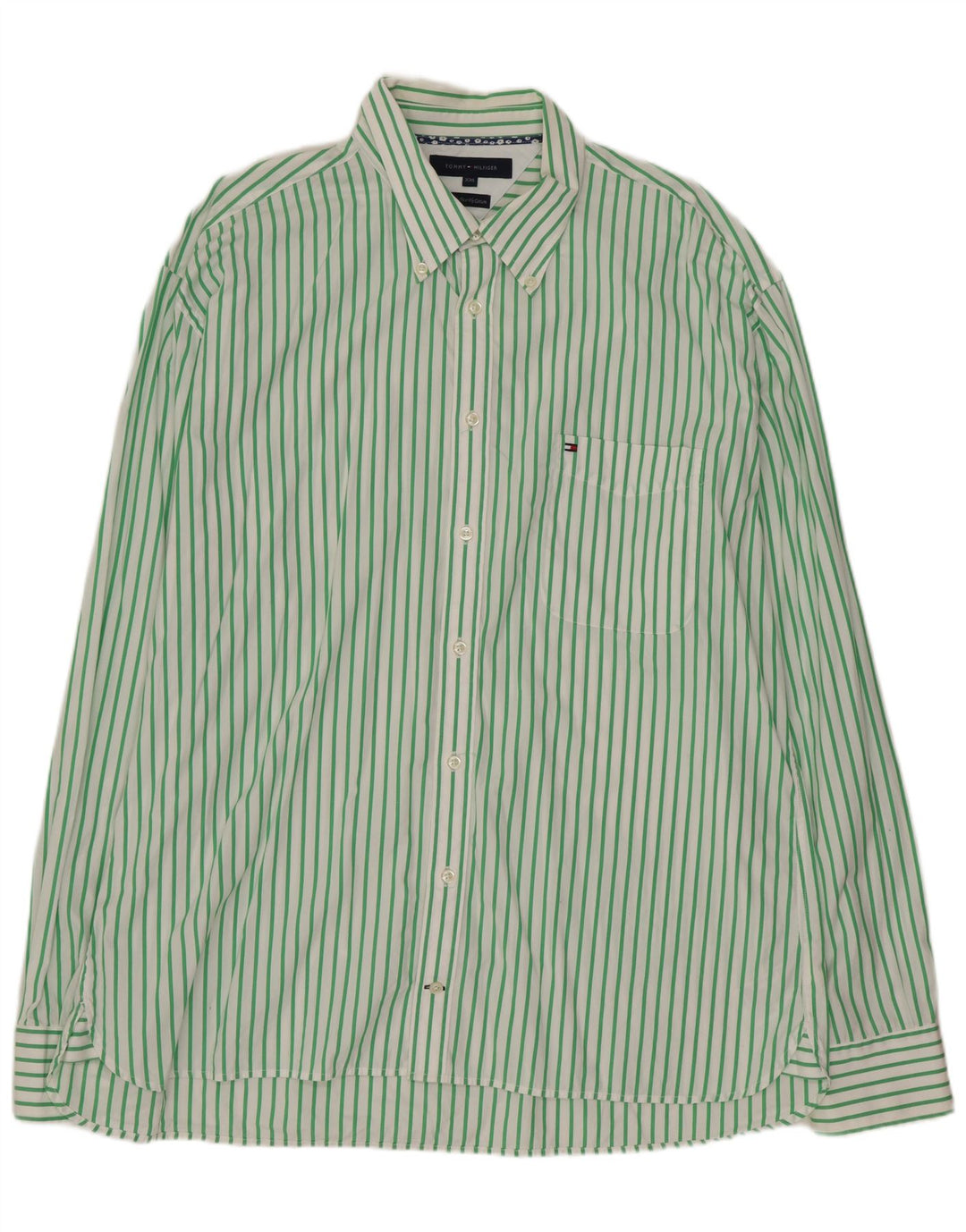 Camisa masculina TOMMY HILFIGER 2XL algodão listrado verde