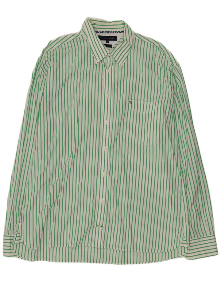 Camisa masculina TOMMY HILFIGER 2XL algodão listrado verde
