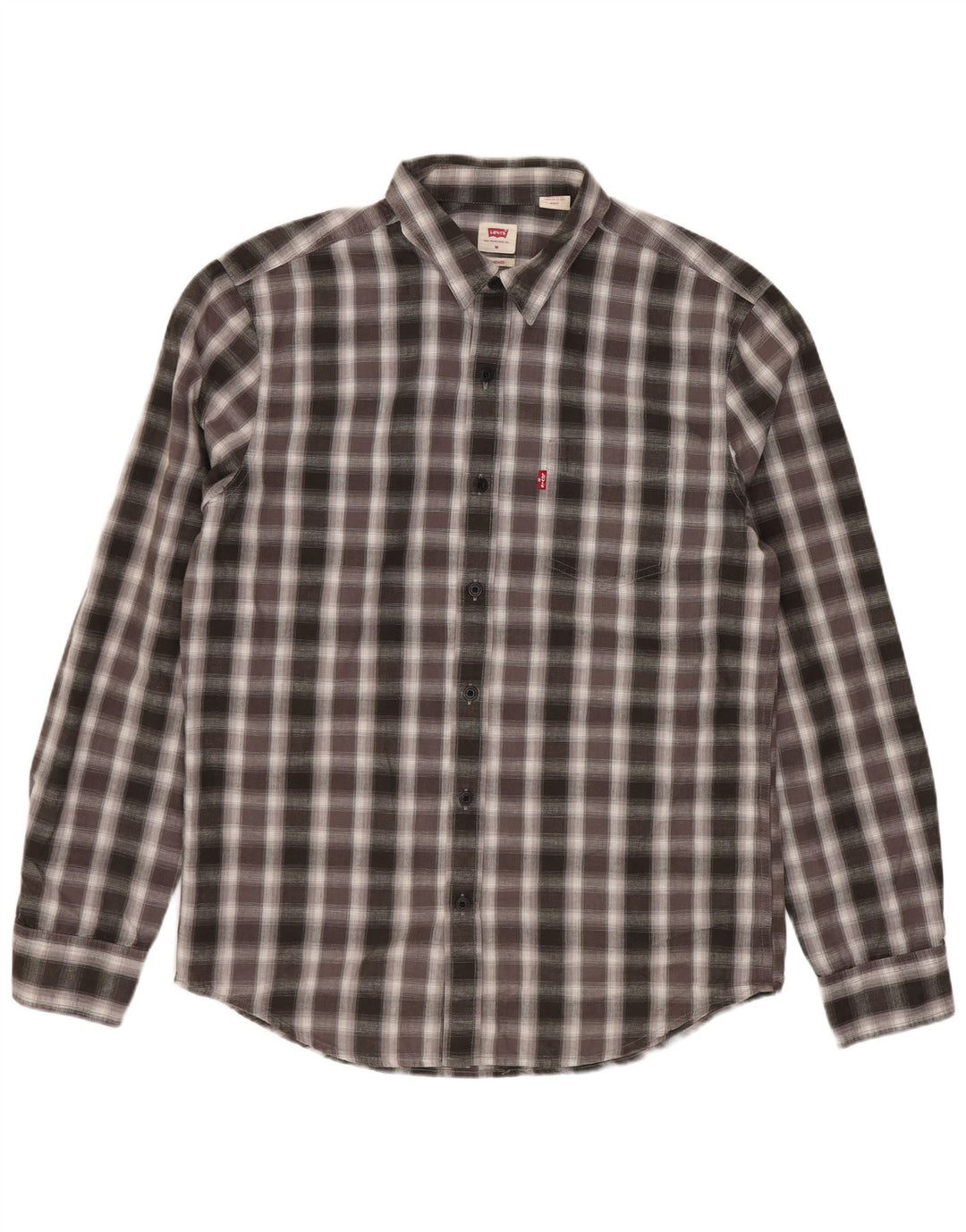 Camisa masculina Levi's Standard Fit algodão xadrez cinza médio