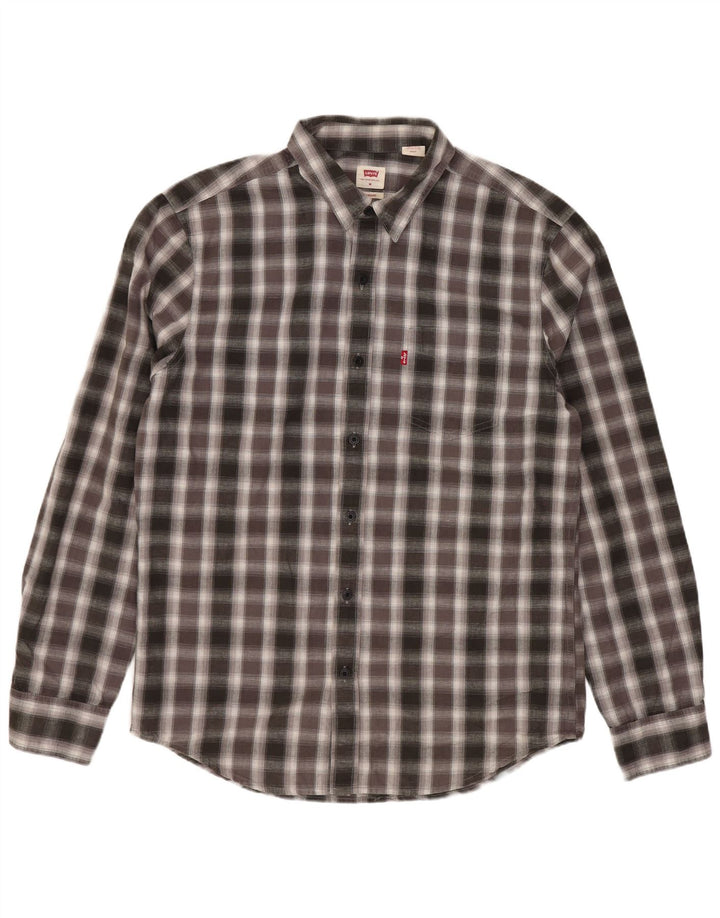 Camisa masculina Levi's Standard Fit algodão xadrez cinza médio