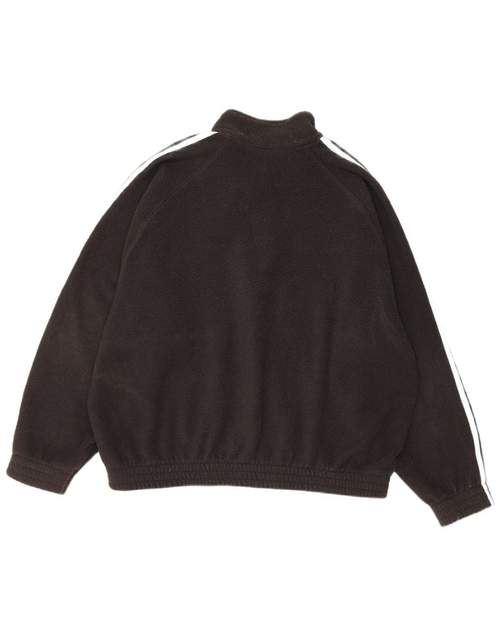 Suéter de lã superdimensionado com zíper e gola Adidas feminino Reino Unido 12 poliéster preto médio