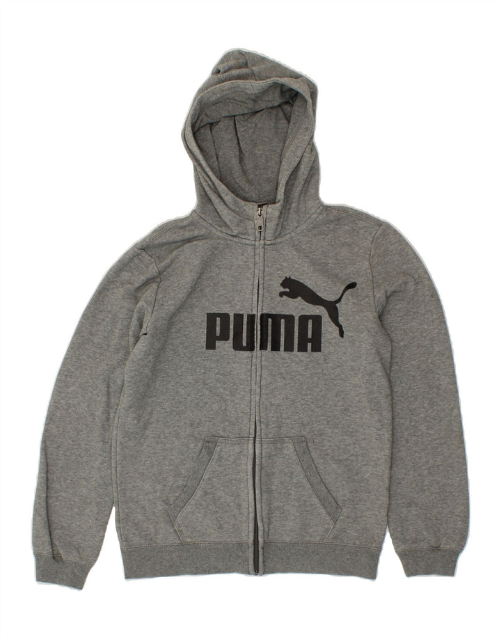 PUMA Boys Graphic Zip Hoodie Sweater 13-14 Years XL Grey Cotton Vintage Puma and Second-Hand Puma from Messina Hembry 