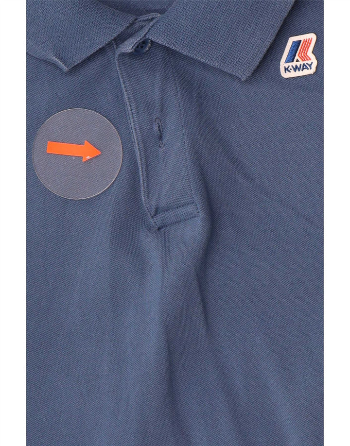 K-Way Camisa polo masculina grande algodão azul