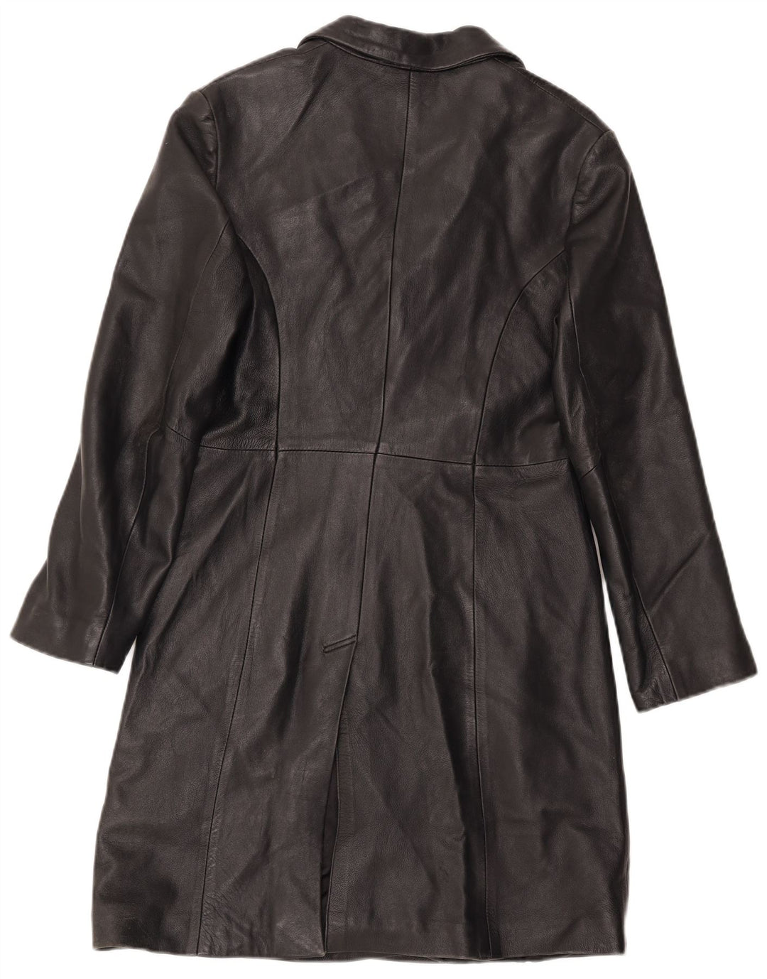 Sobretudo de couro feminino vintage Reino Unido 12 couro preto médio
