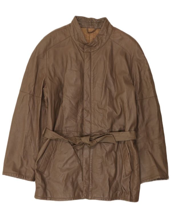 Jaqueta de couro masculina vintage IT 56 3XL marrom