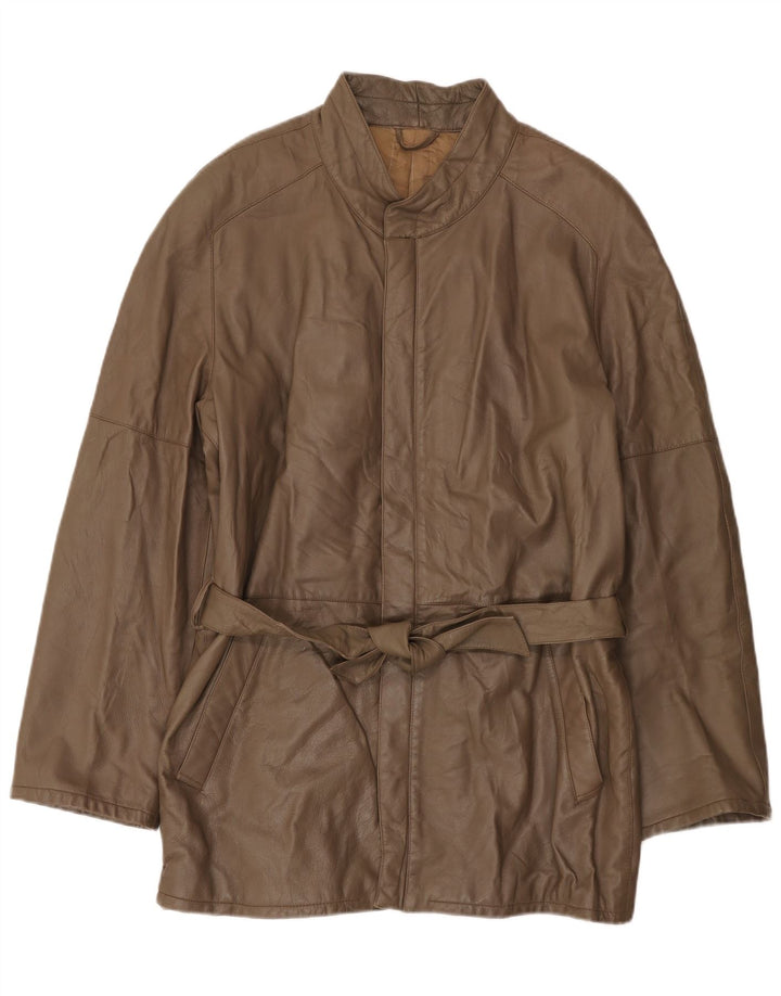 Jaqueta de couro masculina vintage IT 56 3XL marrom