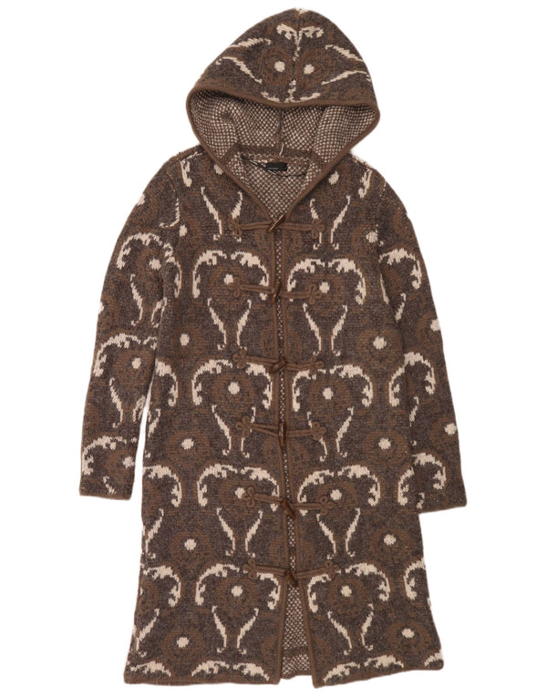 Cardigã feminino Vero Moda com capuz e palangre UK 18 XL marrom Ikat