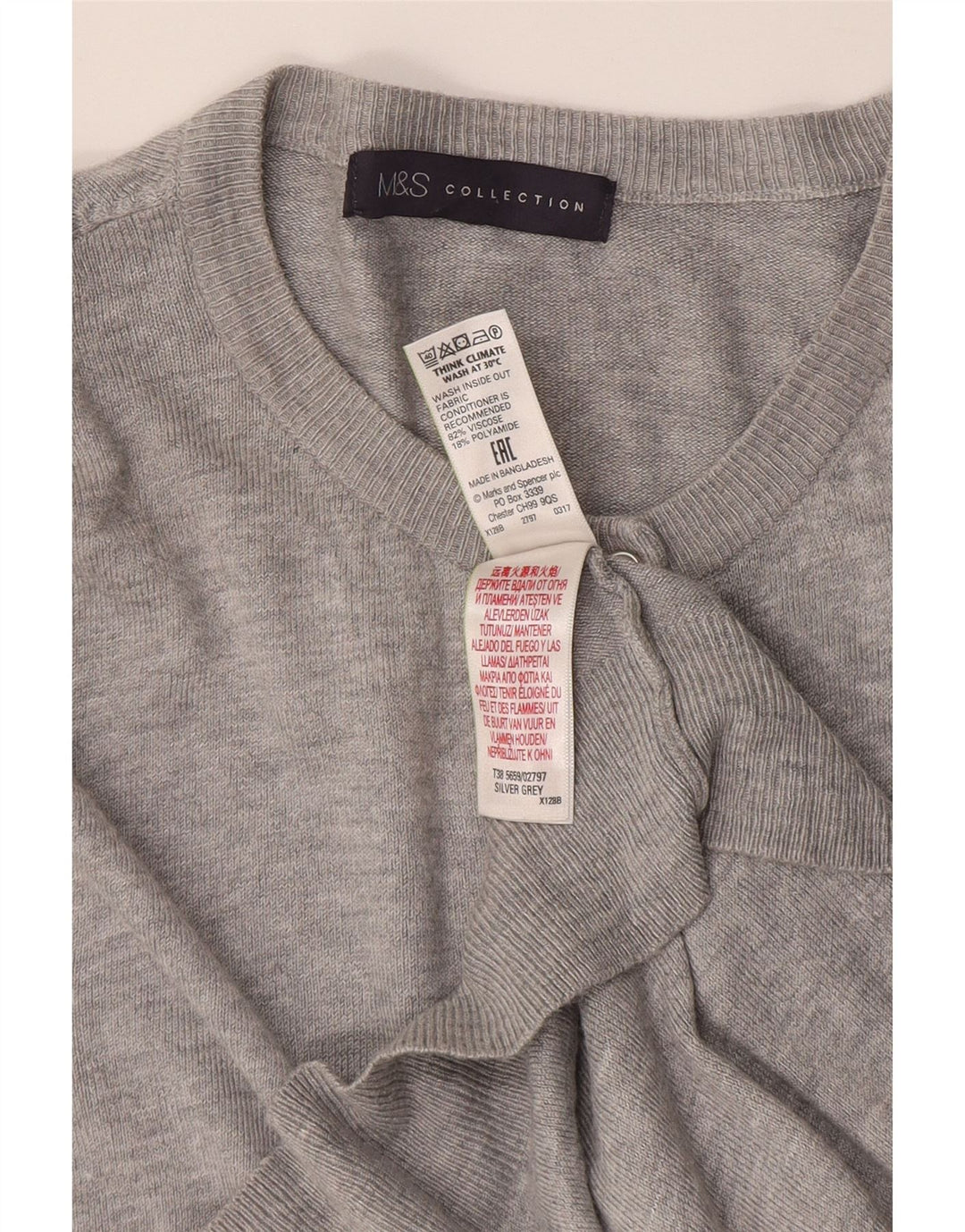 Suéter cardigã feminino Marks & Spencer Reino Unido 14 Viscose cinza médio
