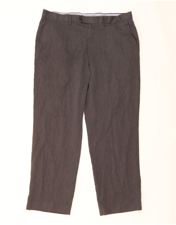 Calça masculina de terno reto Marks & Spencer sob medida W36 L29 cinza