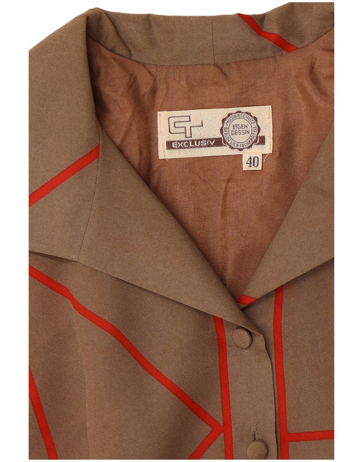 Vestido EXCLUSIVO feminino manga comprida linha A UE 40 marrom médio geométrico