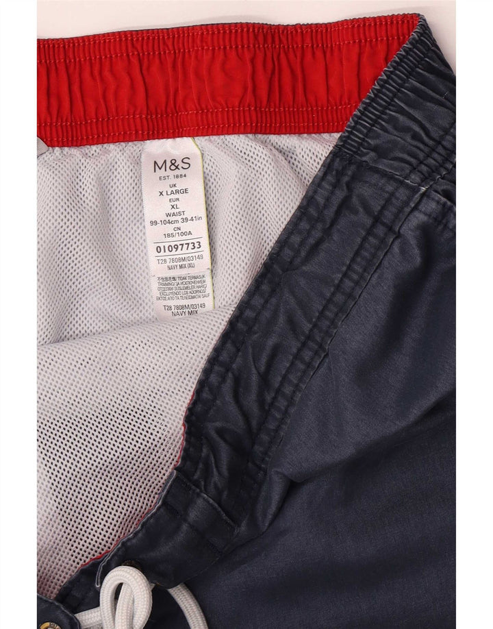 Shorts de natação masculino Marks & Spencer XL azul marinho colorblock poliéster