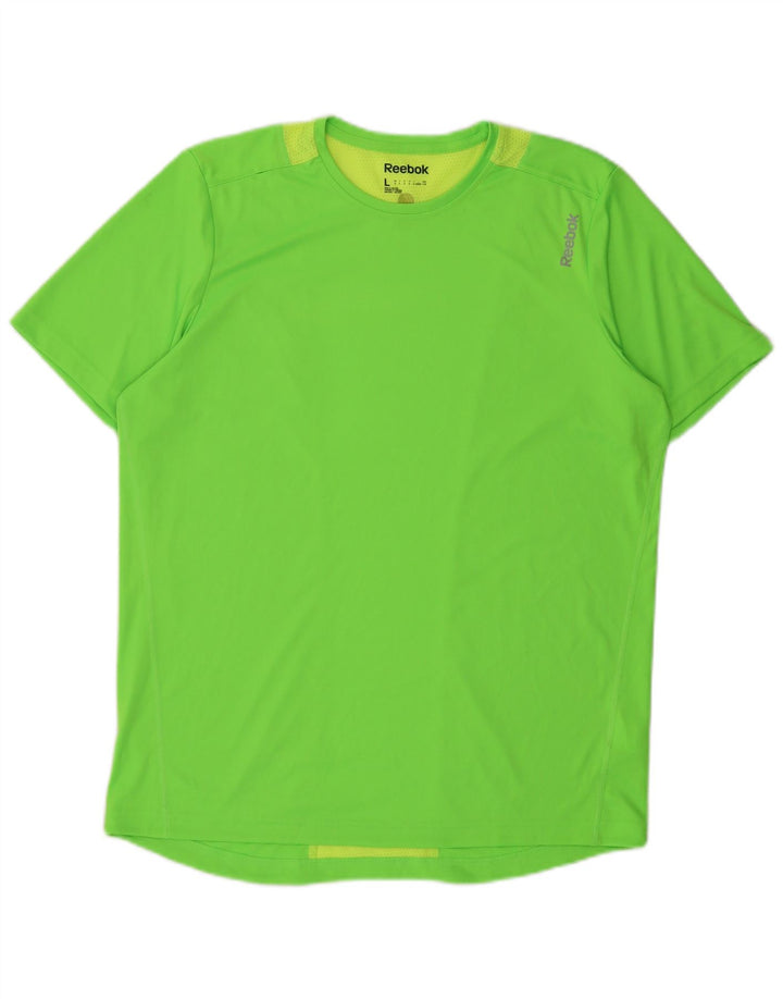 Reebok Mens T-Shirt Top Grande Verde Colorblock Poliéster