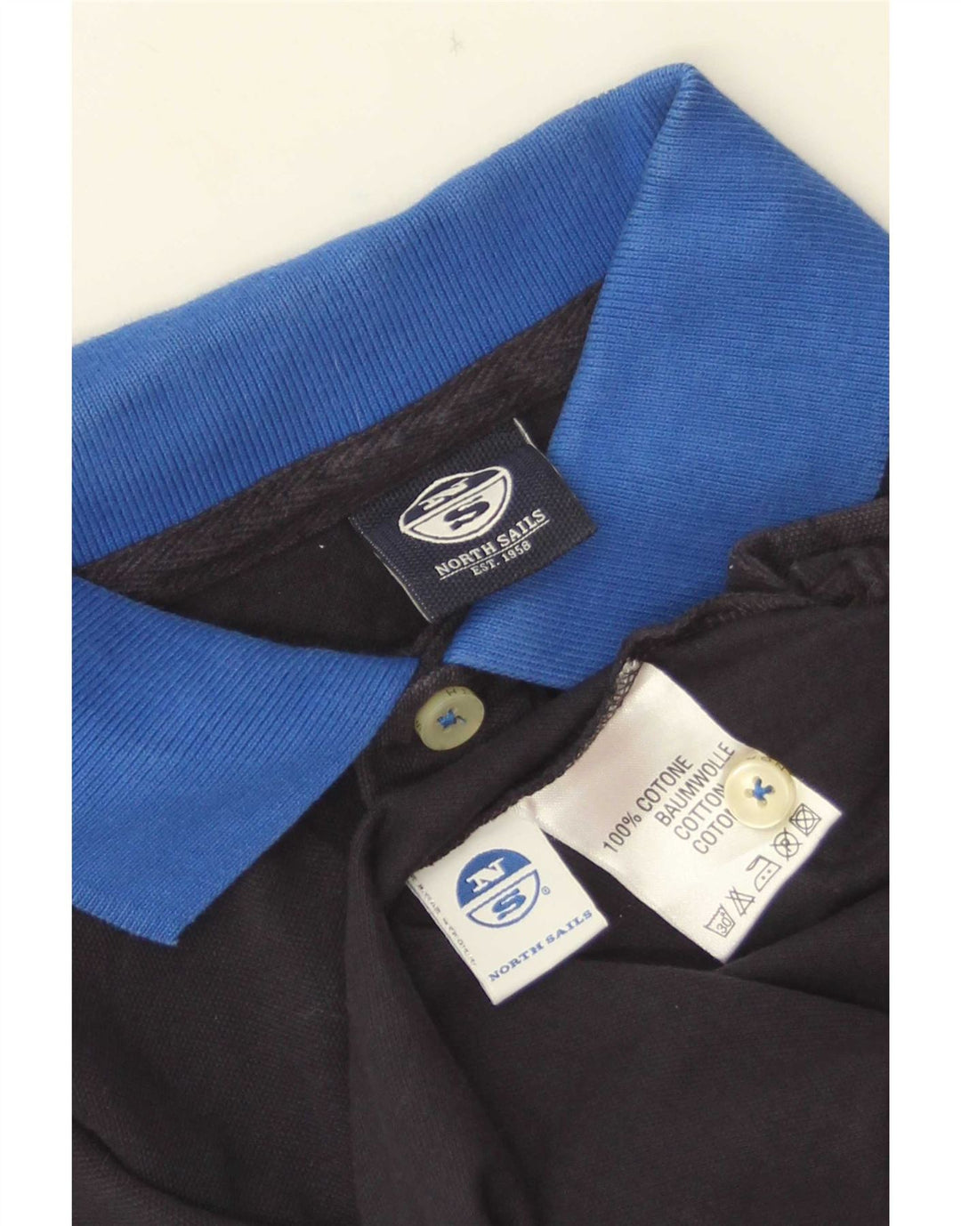 Camisa polo masculina North Sails pequena azul marinho colorblock algodão