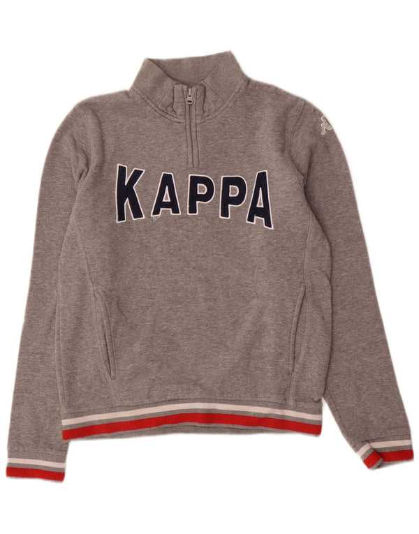 Kappa moletom feminino gráfico jumper UK 10 pequeno bloco cinza colorido