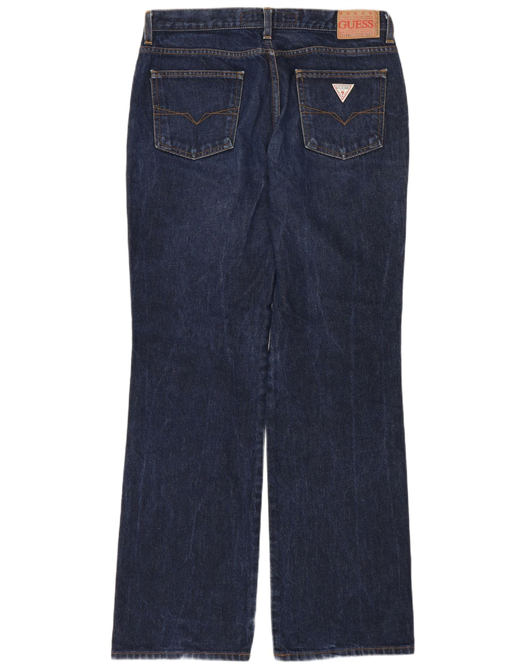 Guess Mens Straight Jeans W32 L32 Azul Marinho Algodão