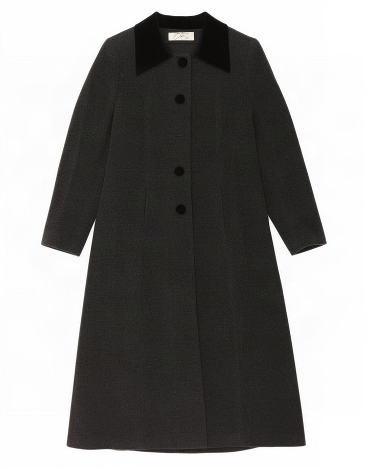 Sobretudo feminino vintage UK 10 lã cinza pequena