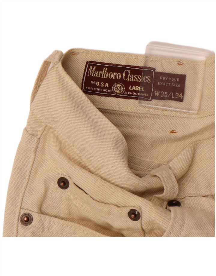 MARLBORO CLASSICS Calça masculina reta casual W30 L34 algodão bege
