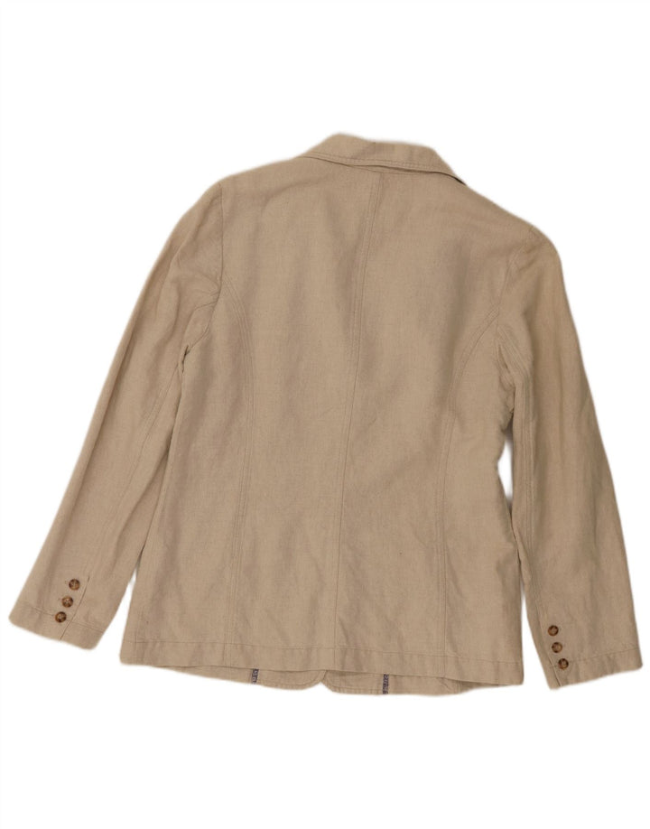 Jaqueta blazer feminina Laura Ashley com 3 botões Reino Unido 14 linho bege grande