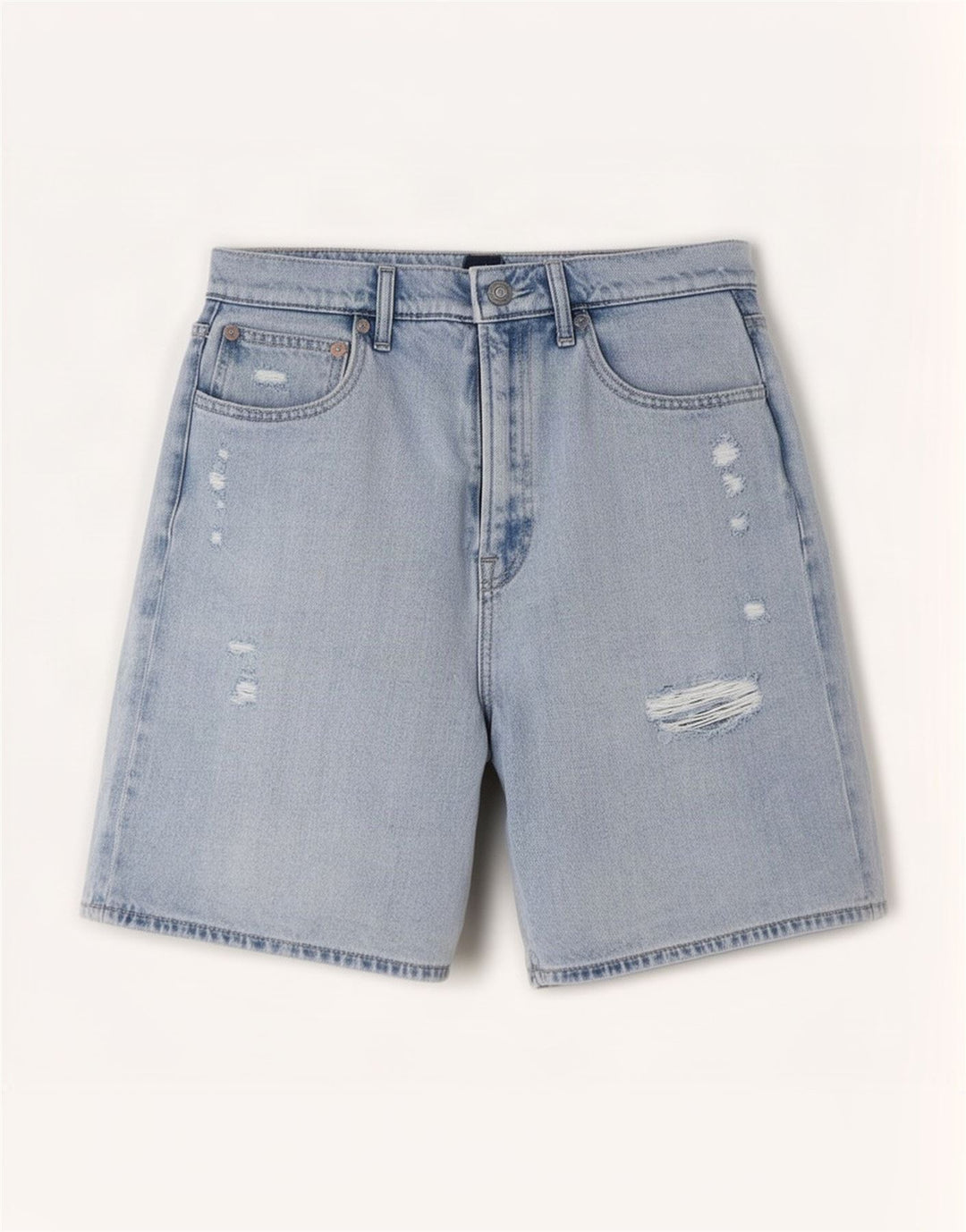 Shorts jeans feminino Gap desgastado médio W28 algodão azul